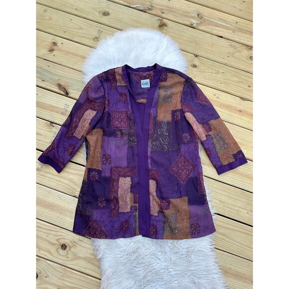 Vintage Whimsigoth Patchwork Purple Shirt Top Layered Cardigan - Picture 2 of 8